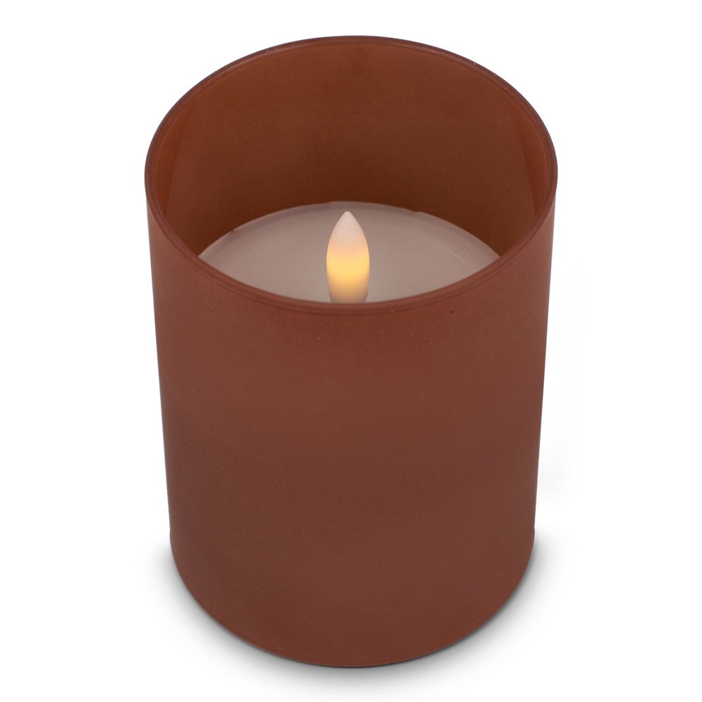 Nyelle oplaadbare LED Wax kaars in glas - Bruin
