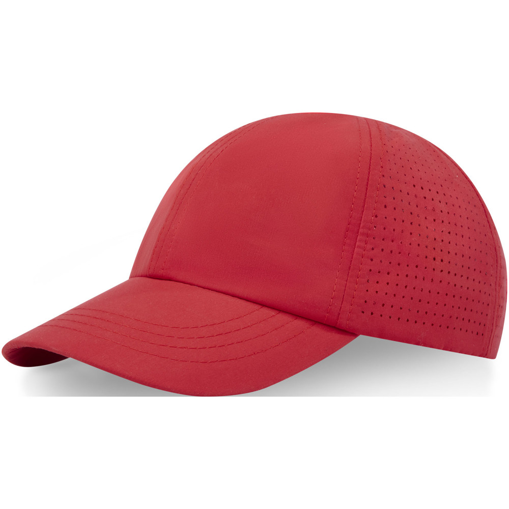 Mica 110 g/m² GRS gerecyclede cool fit cap met 6 panelen - Rood