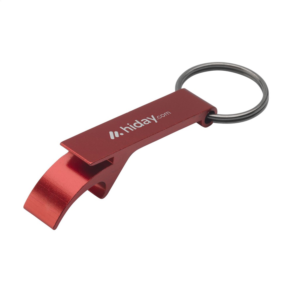 Opener GRS Recycled Aluminium sleutelhanger - rood (± PMS 207C)