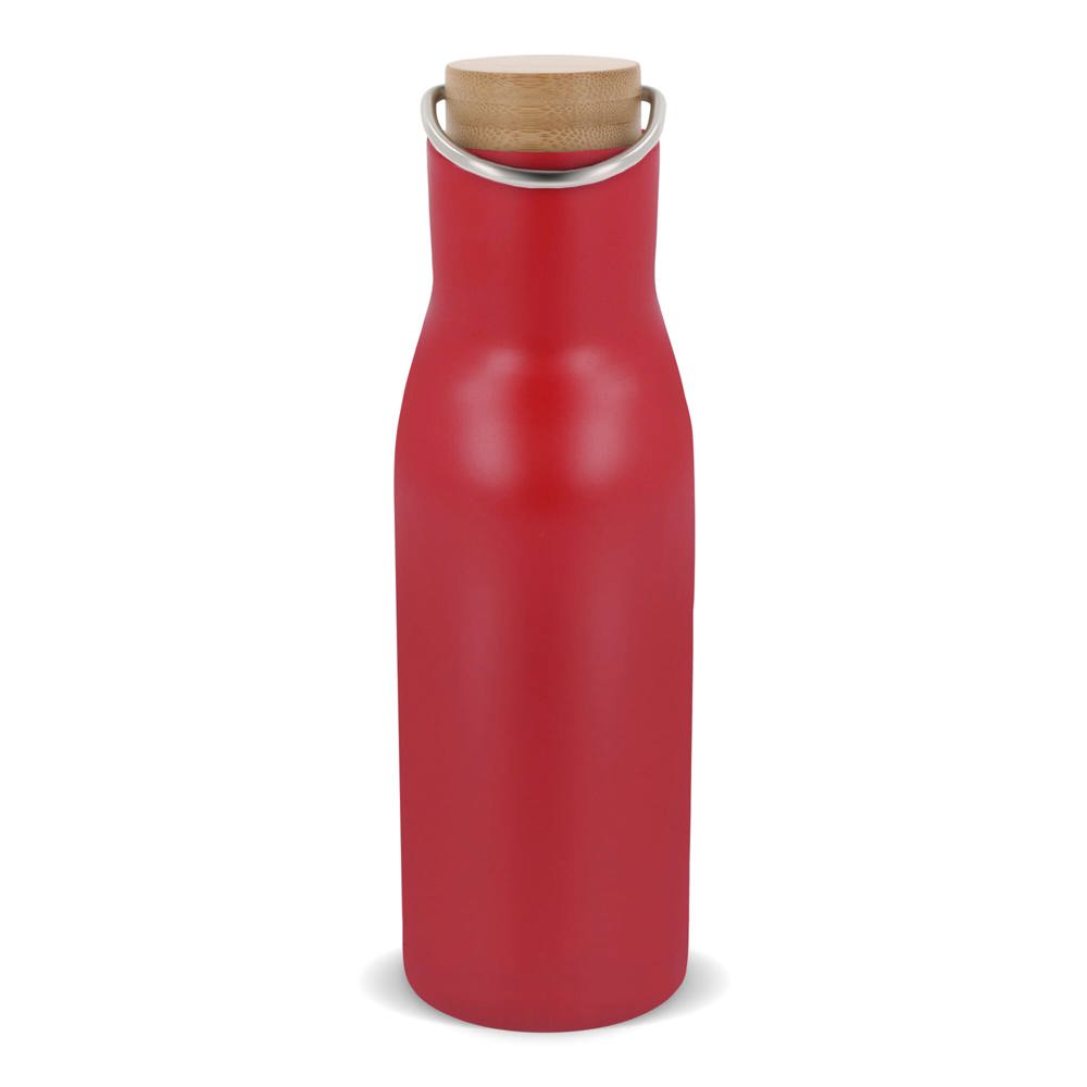 Thermo fles met bamboe deksel 500ml - Donker Rood