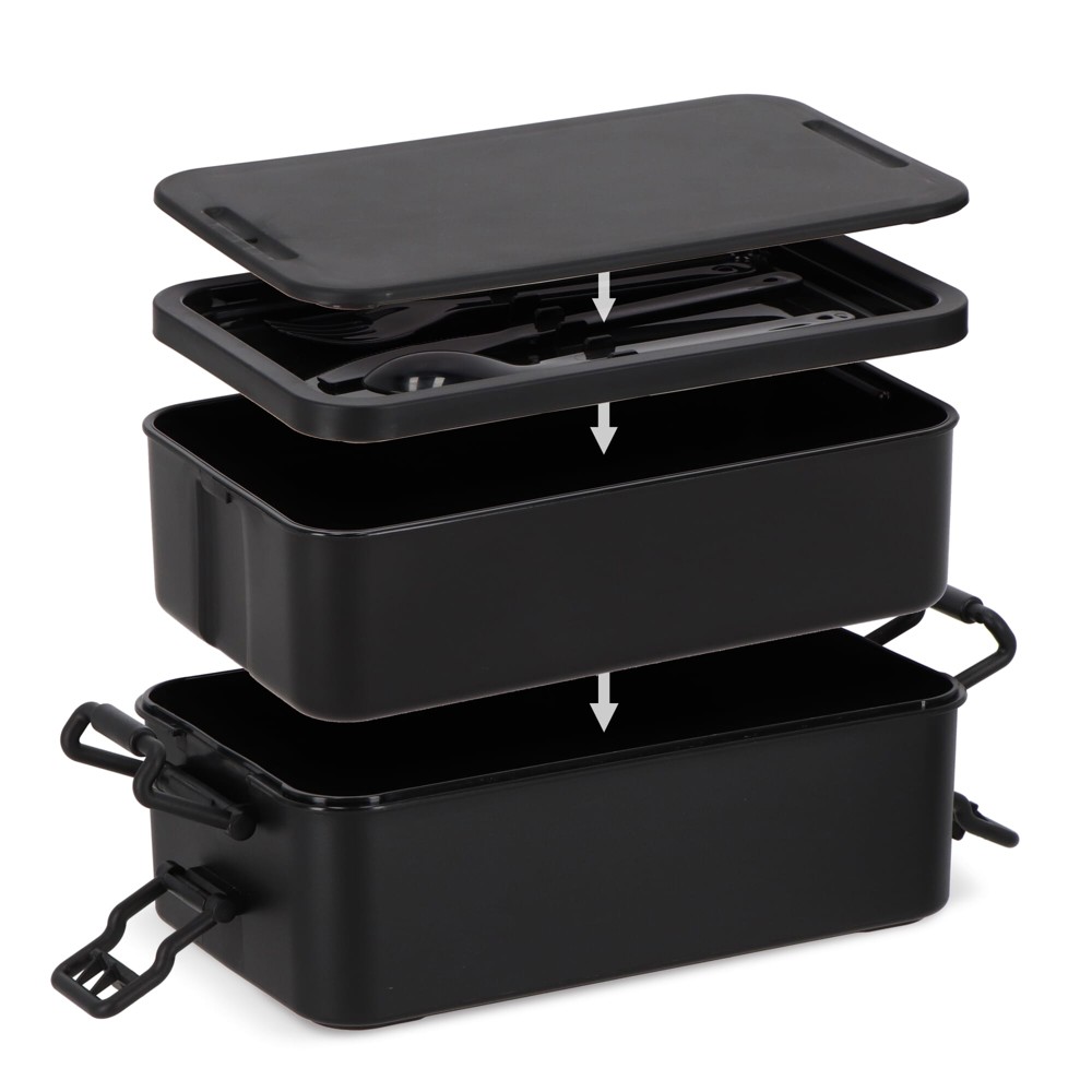 Dubbellaagse Lunchbox met Bestek