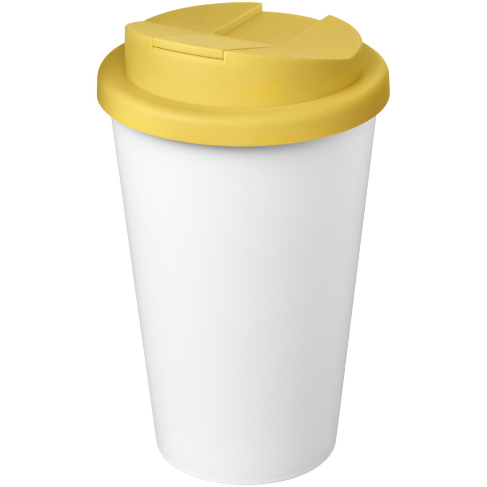Americano® Eco 350 ml gerecyclede beker met spill-proof deksel - Geel, Wit