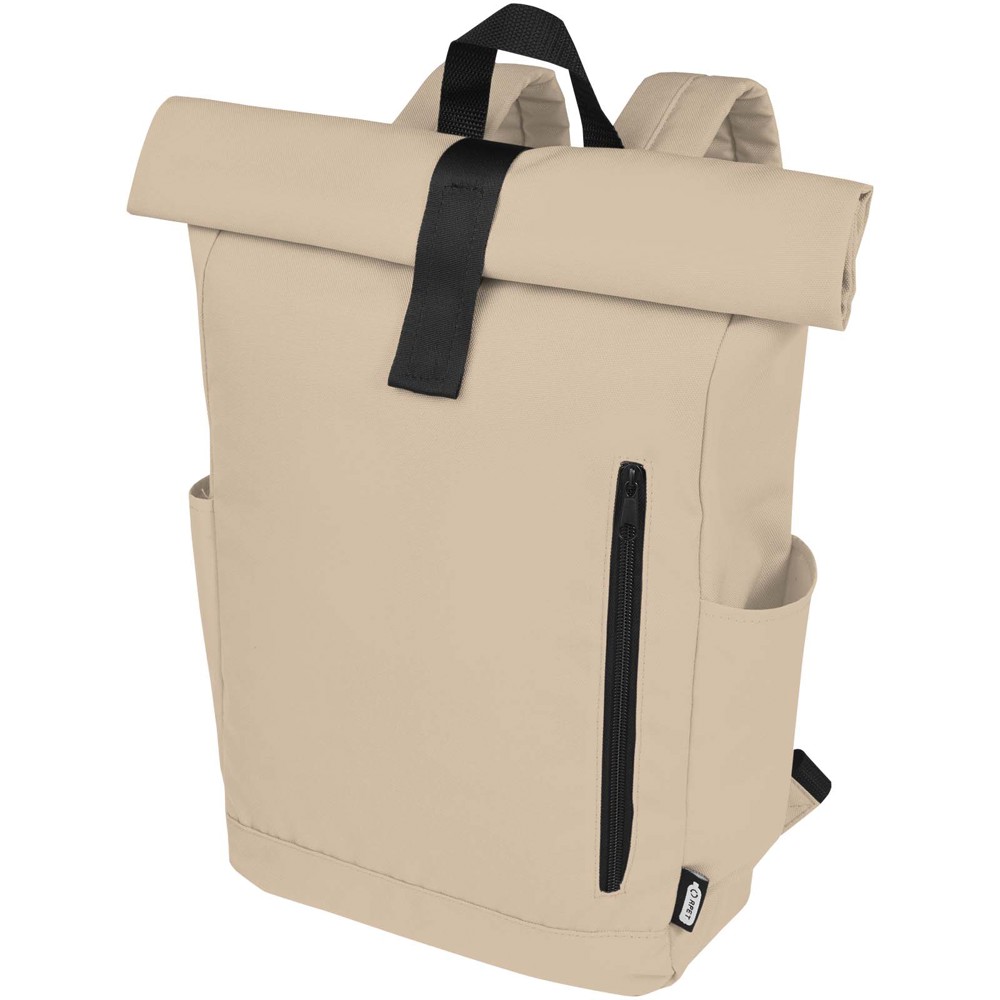 Byron 15,6" rugzak van GRS RPET met opgerolde bovenkant 18 L - Havermout
