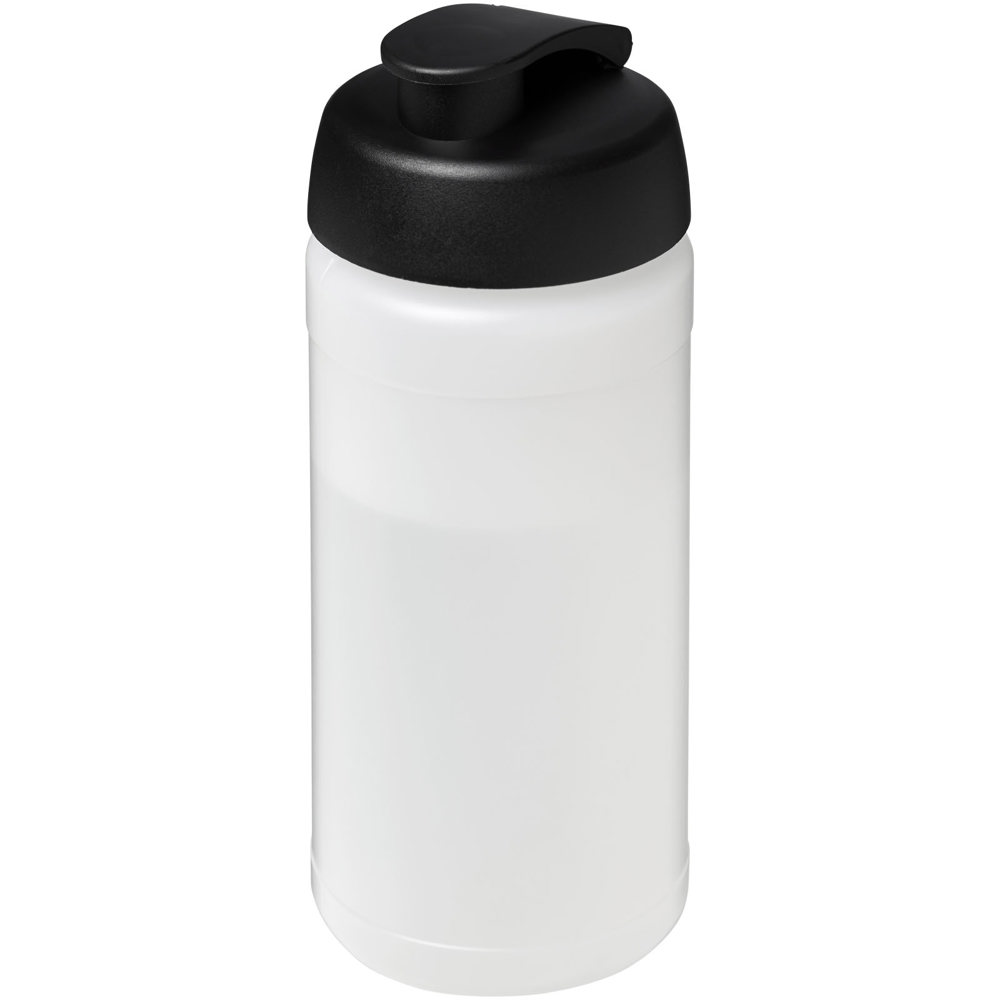 Baseline® Plus 500 ml sportfles met flipcapdeksel - Transparent, Zwart