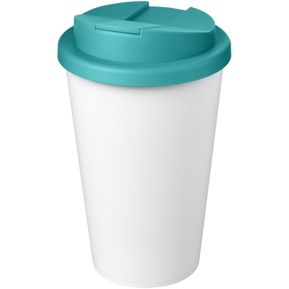 Americano® Eco 350 ml gerecyclede beker met spill-proof deksel - Aquablauw, Wit