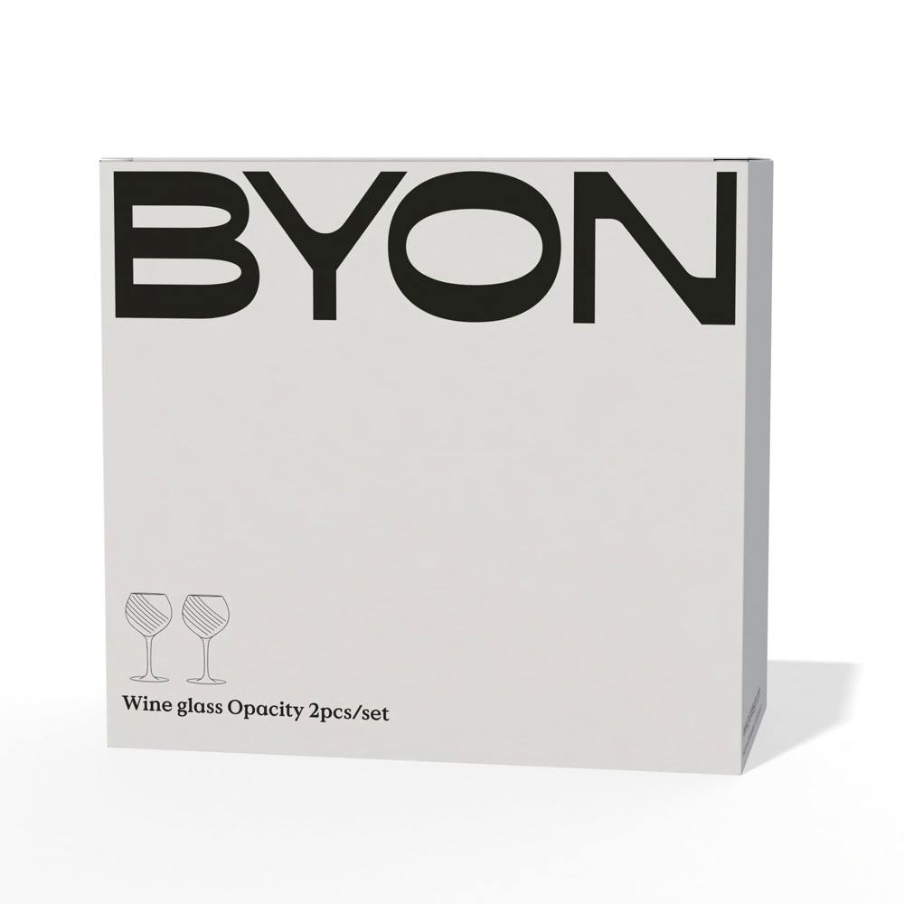 Byon Opacity set van 2 wijnglazen met stijlvol glaspatroon 470ml