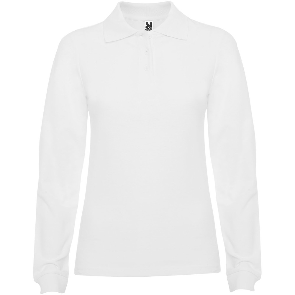 Estrella 220 g/m² damespolo met lange mouwen - Wit