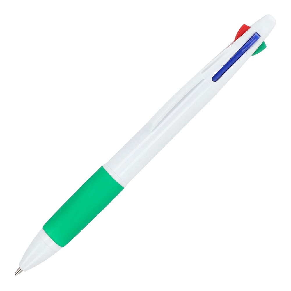4-kleuren balpen met grip - Wit / Groen