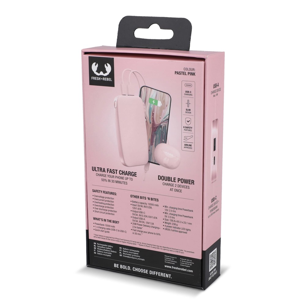 2PB12100 | Fresh 'n Rebel Powerbank 12000 mAh USB-C Fast Charging 20W