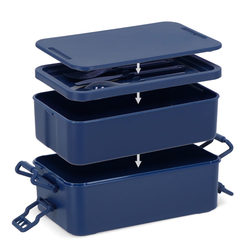 Dubbellaagse Lunchbox met Bestek