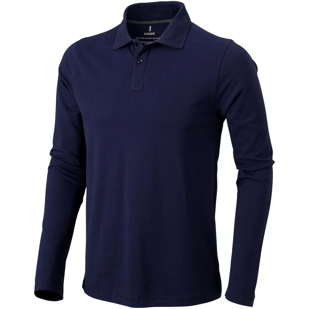 Calgary 180 g/m² herenpolo met lange mouwen - Marineblauw