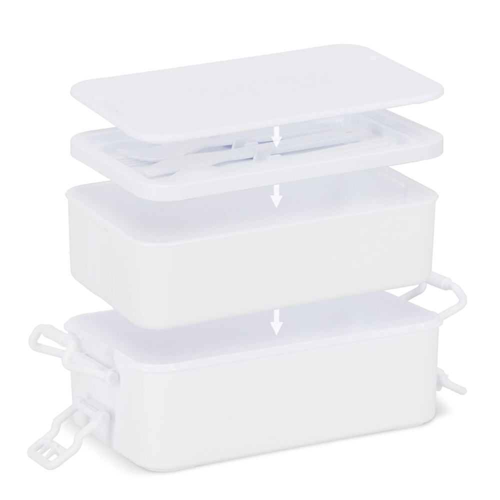 Dubbellaagse Lunchbox met Bestek