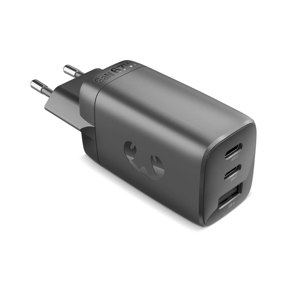Fresh 'n Rebel 67W Laptop Snellader GaN USB-C &amp; USB-A - Donker Grijs