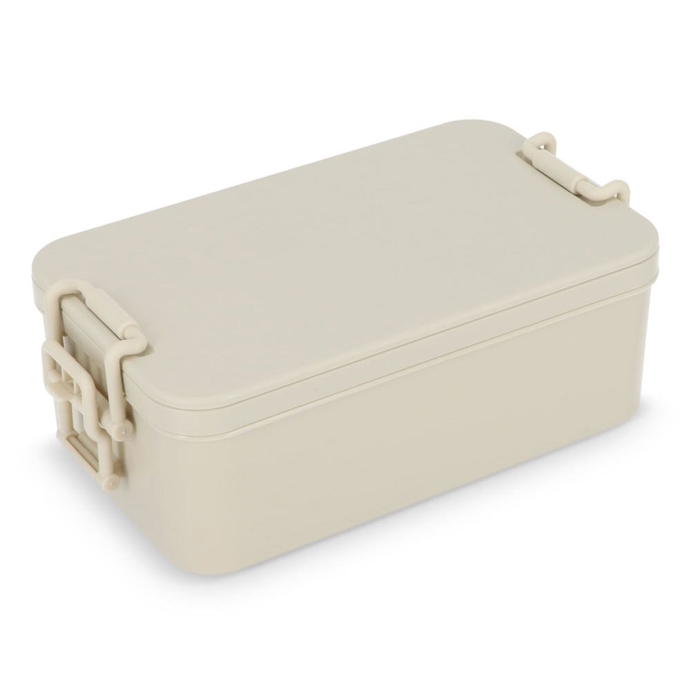 Dubbellaagse Lunchbox met Bestek - Beige