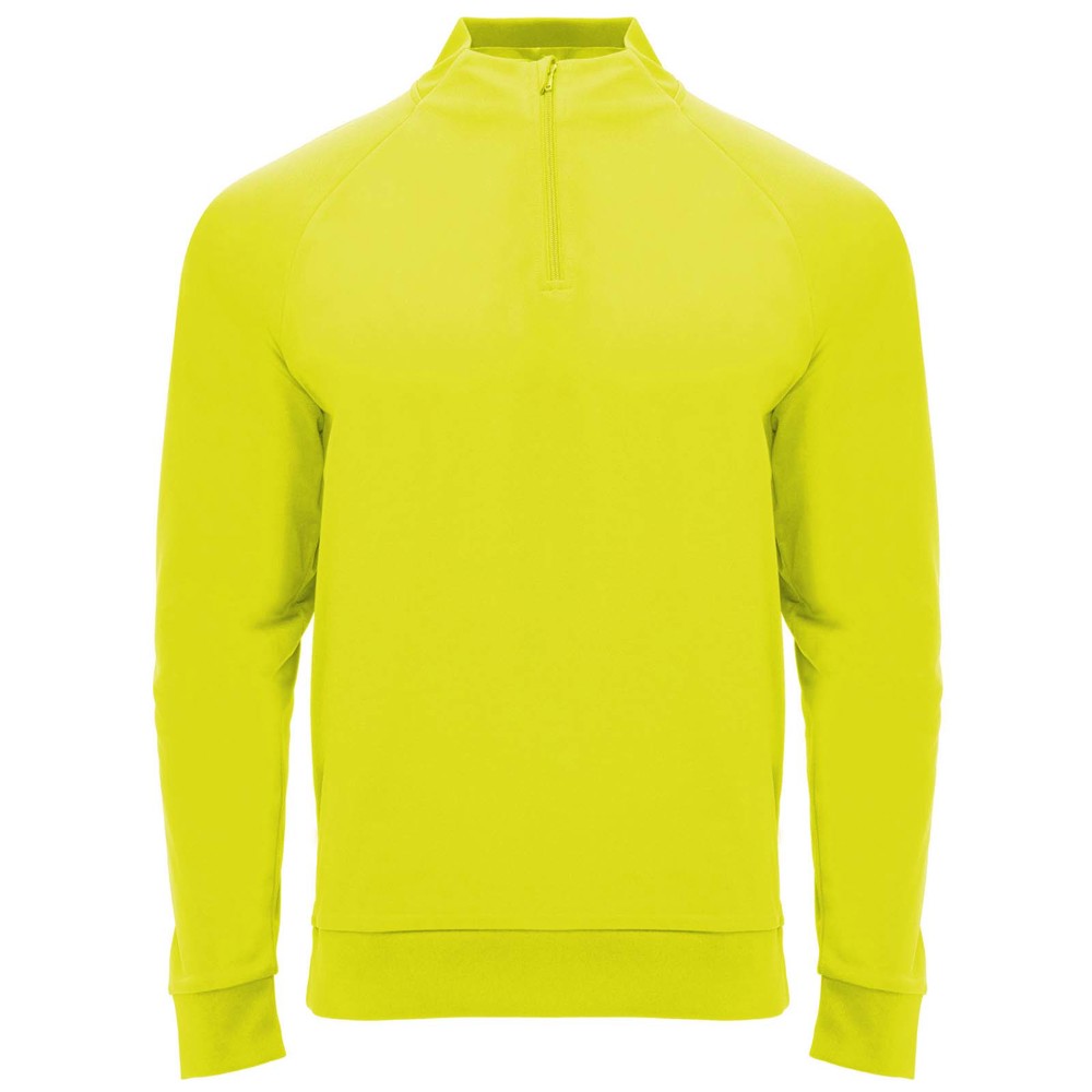 Epiro 200 g/m² unisex sweatshirt met lange mouwen en kwartrits - Fluorgeel