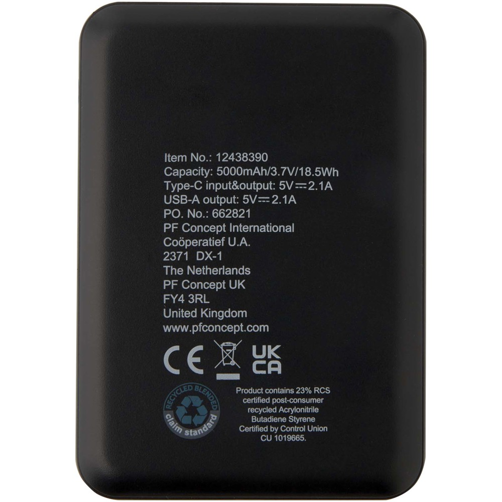 Asama type-C powerbank van 5000 mAh van gerecycled plastic