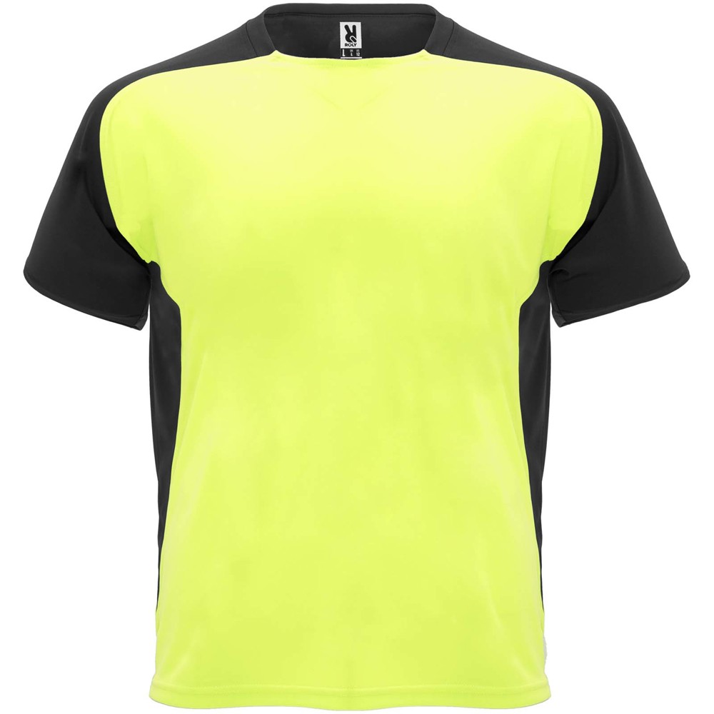 Bugatti unisex sportshirt met korte mouwen - Fluorgeel, Zwart