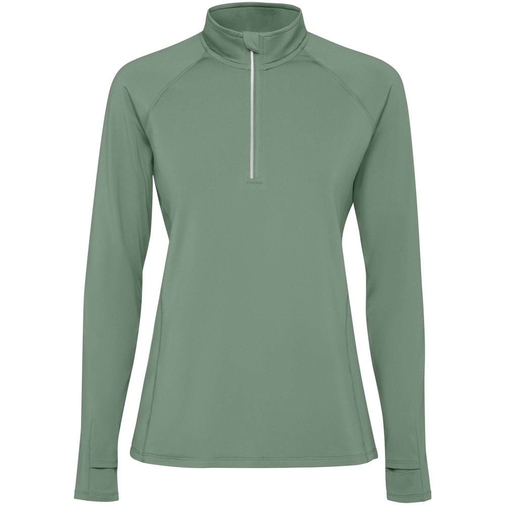 Estambul 200 g/m² damessweater met lange mouwen en halve rits - Lauriergroen