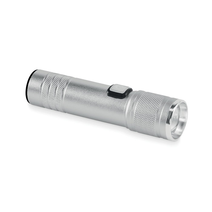 FLASHRA - Oplaadbare COB zaklamp - Mat Zilver