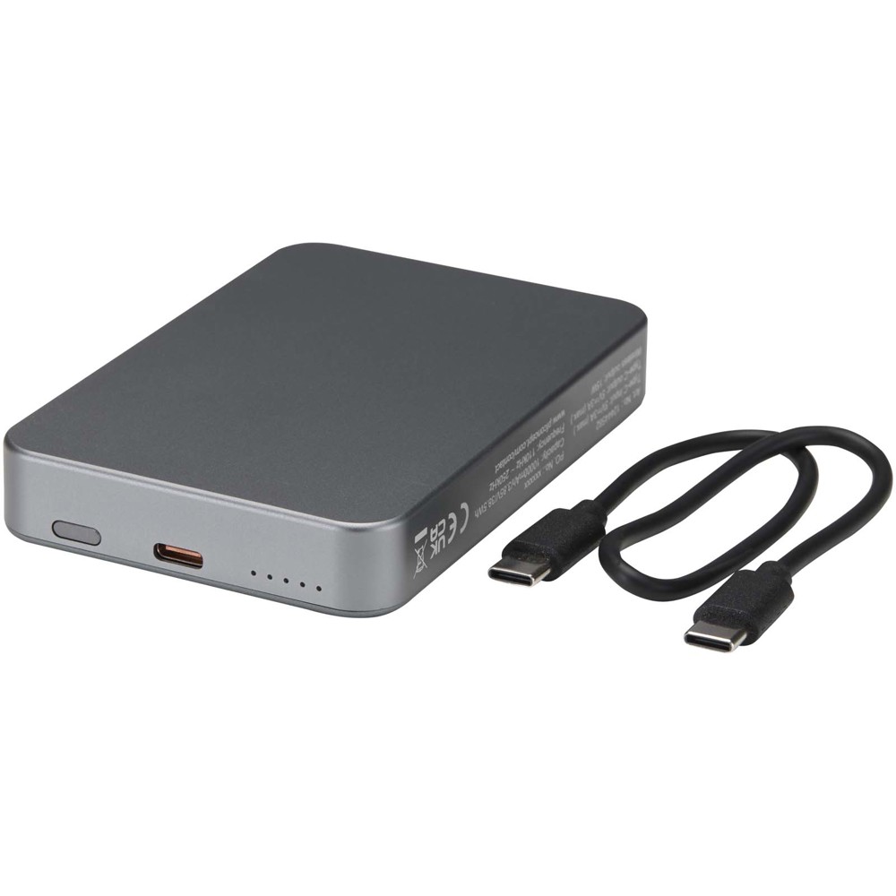 Avis 10.000 mAh RCS powerbank van gerecycled aluminium met magnetische aansluiting 