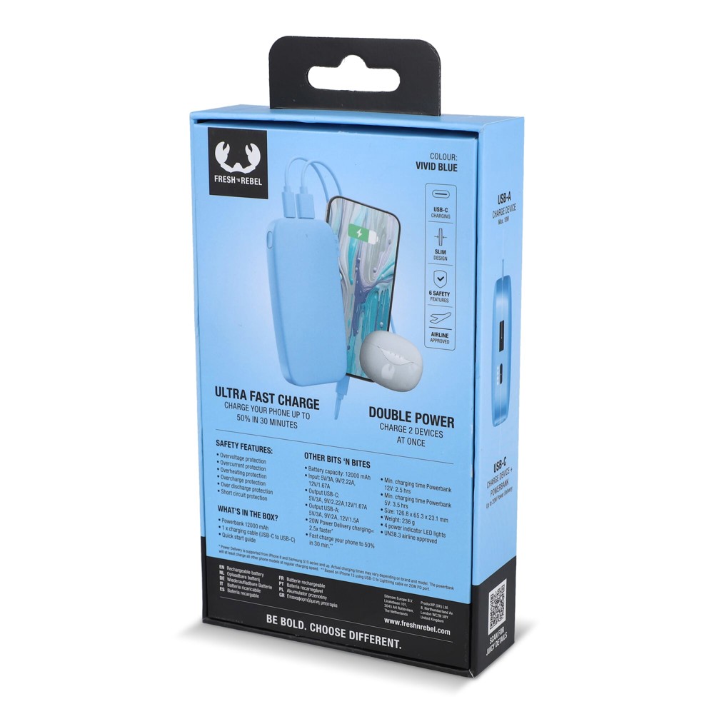 2PB12100 | Fresh 'n Rebel Powerbank 12000 mAh USB-C Fast Charging 20W