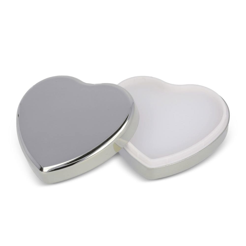 Platte metallic lippenbalsem in hartvorm - Zilver