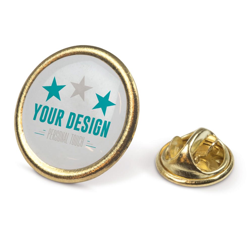 Badge metalen pin Ø20mm - Goud satijn
