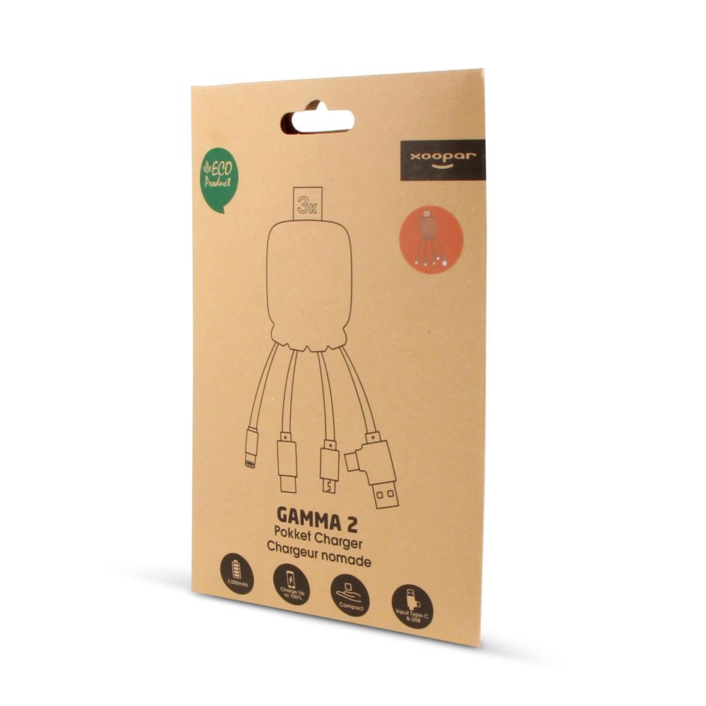 3192 | Xoopar Octopus Gamma 2 Powerbank met Bio Oplaadkabel 3000mAh 