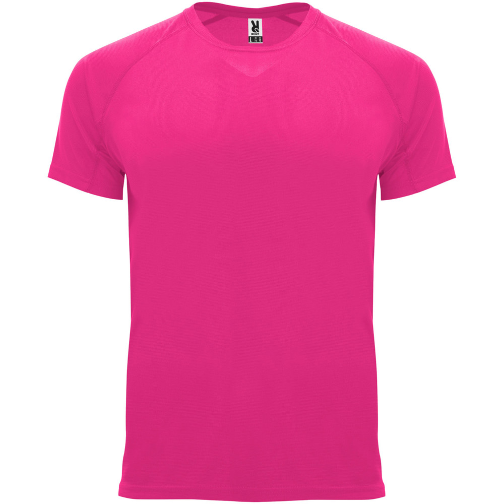 Bahrain 135 g/m² sportshirt met korte mouwen voor kinderen - Roze fluor