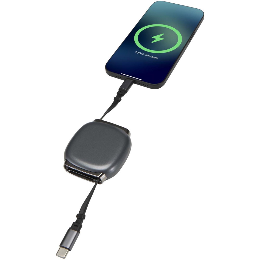 Alphard 100W oplaadkabel van gerecycled plastic met uitschuifbare kabel, CarPlay en PD-oplaadfunctie
