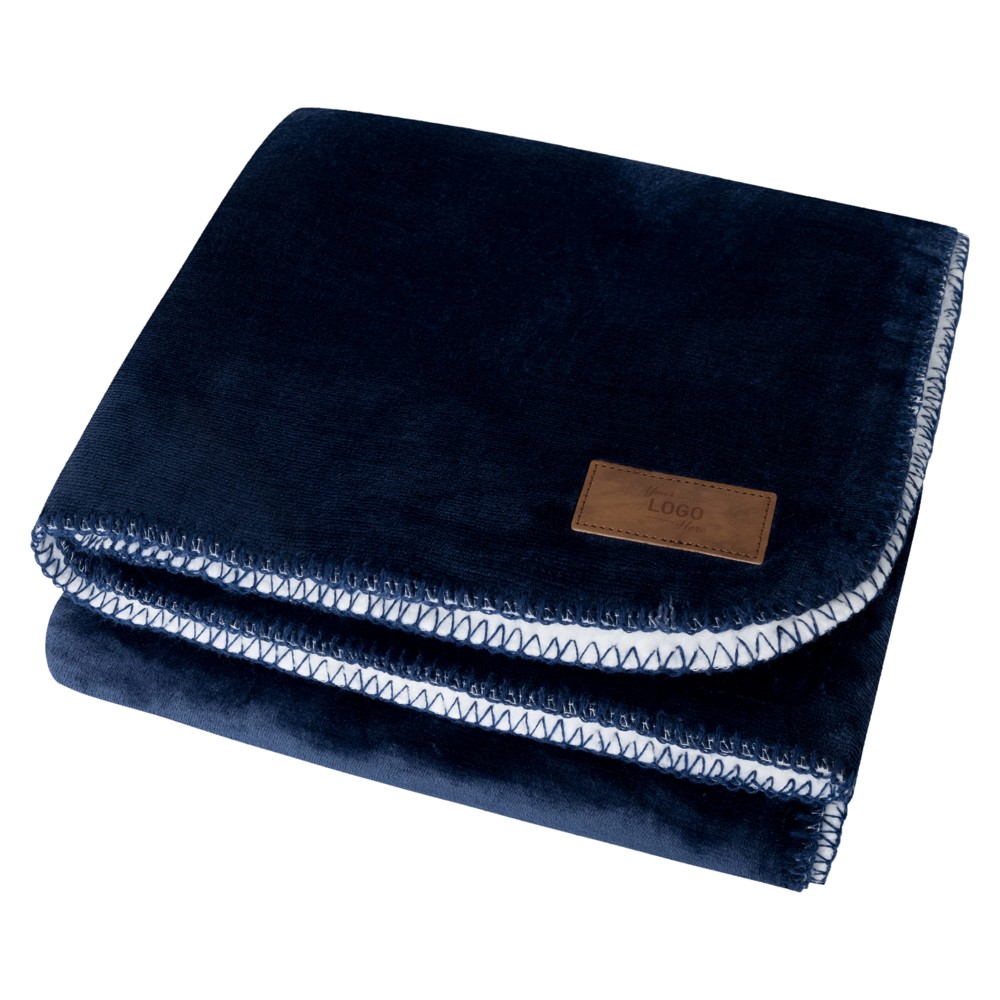 Nilton's Fleeceplaid met sherpa achterzijde 150x120 cm, 500 gr/m² - Navy / Wit