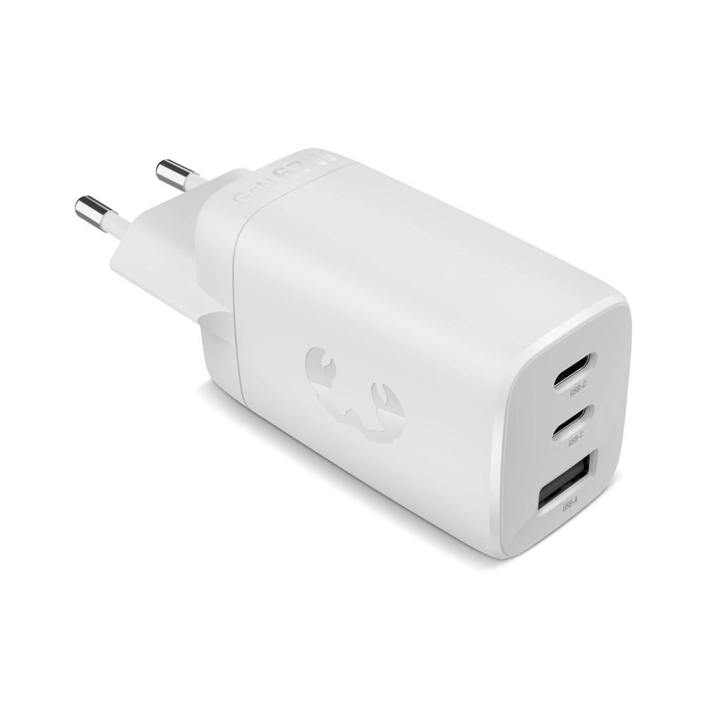 Fresh 'n Rebel 67W Laptop Snellader GaN USB-C &amp; USB-A - Licht Grijs