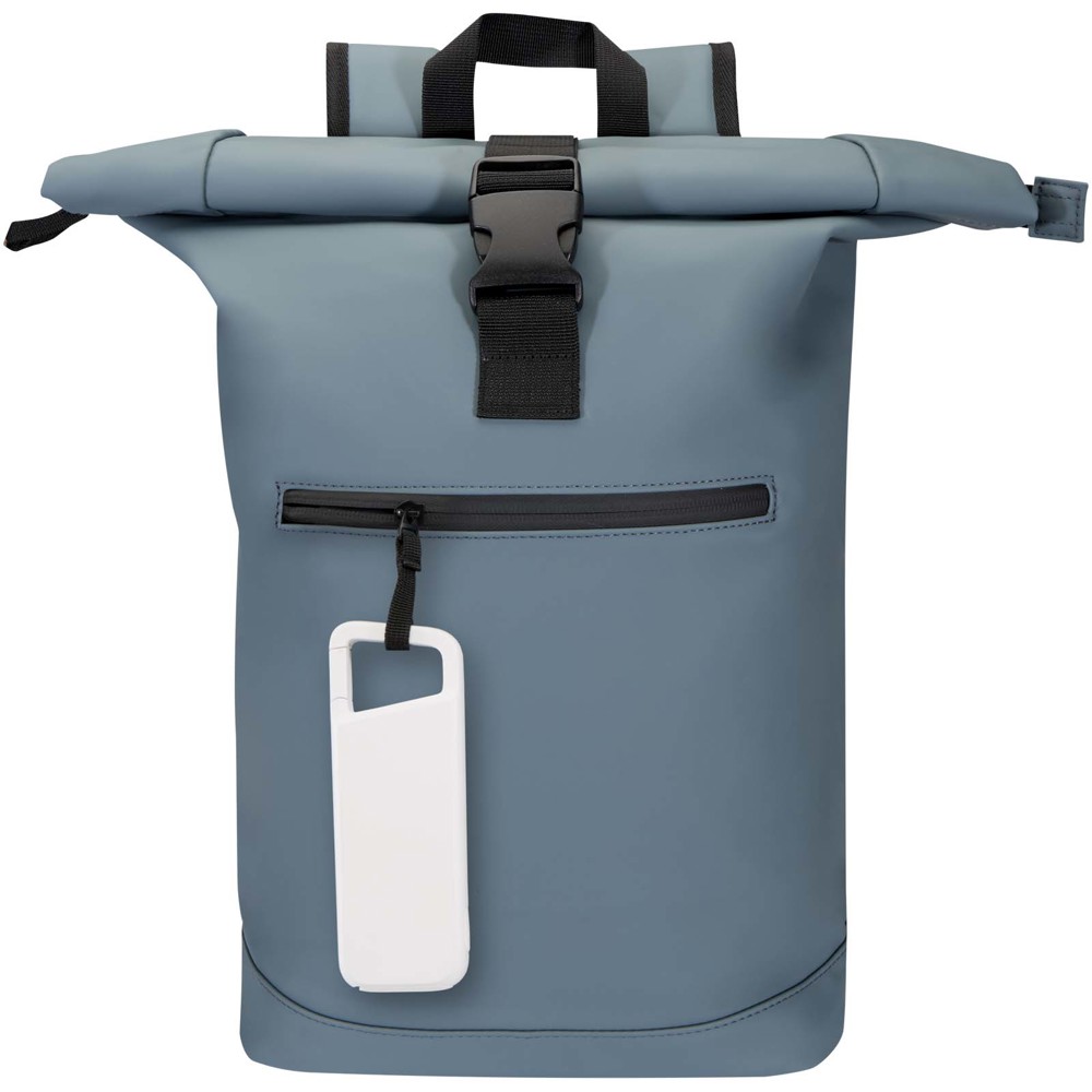 Alkes waterbestendige powerbank van 5000 mAh 12 W van gerecycled plastic met karabijnhaak