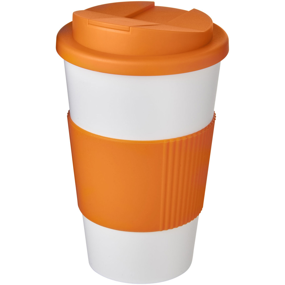 Americano® 350 ml geïsoleerde beker met handvat - Wit, Oranje