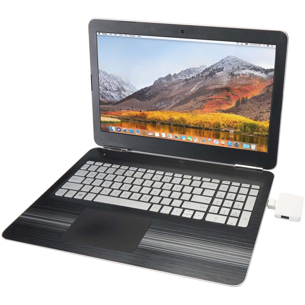 Gaia 4 poorts USB hub met uitgangen voor USB-A en Type-C en dubbele ingang van gerecycled plastic