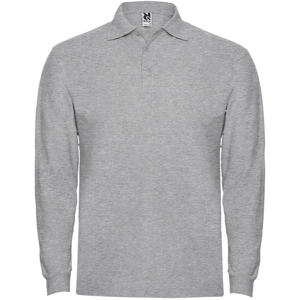 Estrella 220 g/m² herenpolo met lange mouwen - Gemêleerd grijs