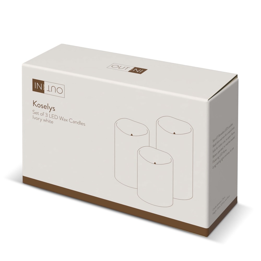 Koselys 3-delige set LED-waxkaarsen (op batterijen)