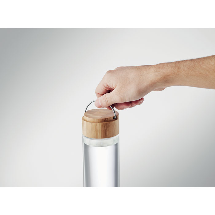AMELAND - Glazen fles 500ml bamboe dop