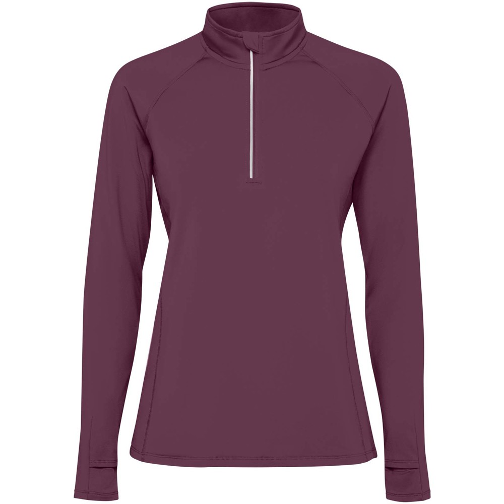 Estambul 200 g/m² damessweater met lange mouwen en halve rits - Pruimrood