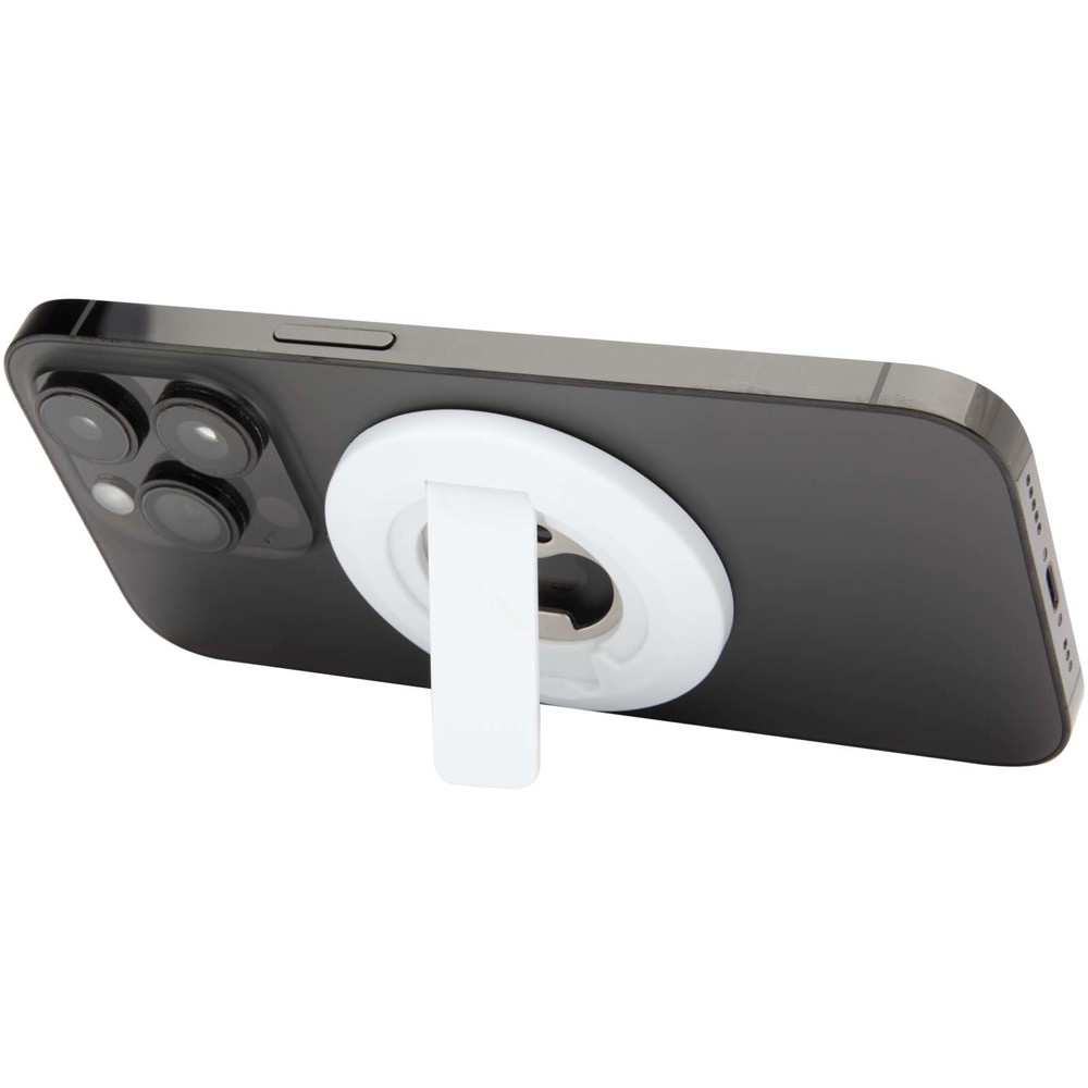 Ain magnetische telefoonstandaard van gerecycled plastic met flesopener - Wit