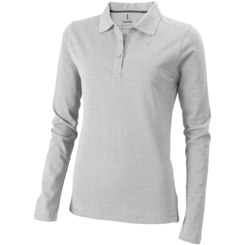 Calgary 180 g/m² damespolo met lange mouwen - Grijs gemêleerd