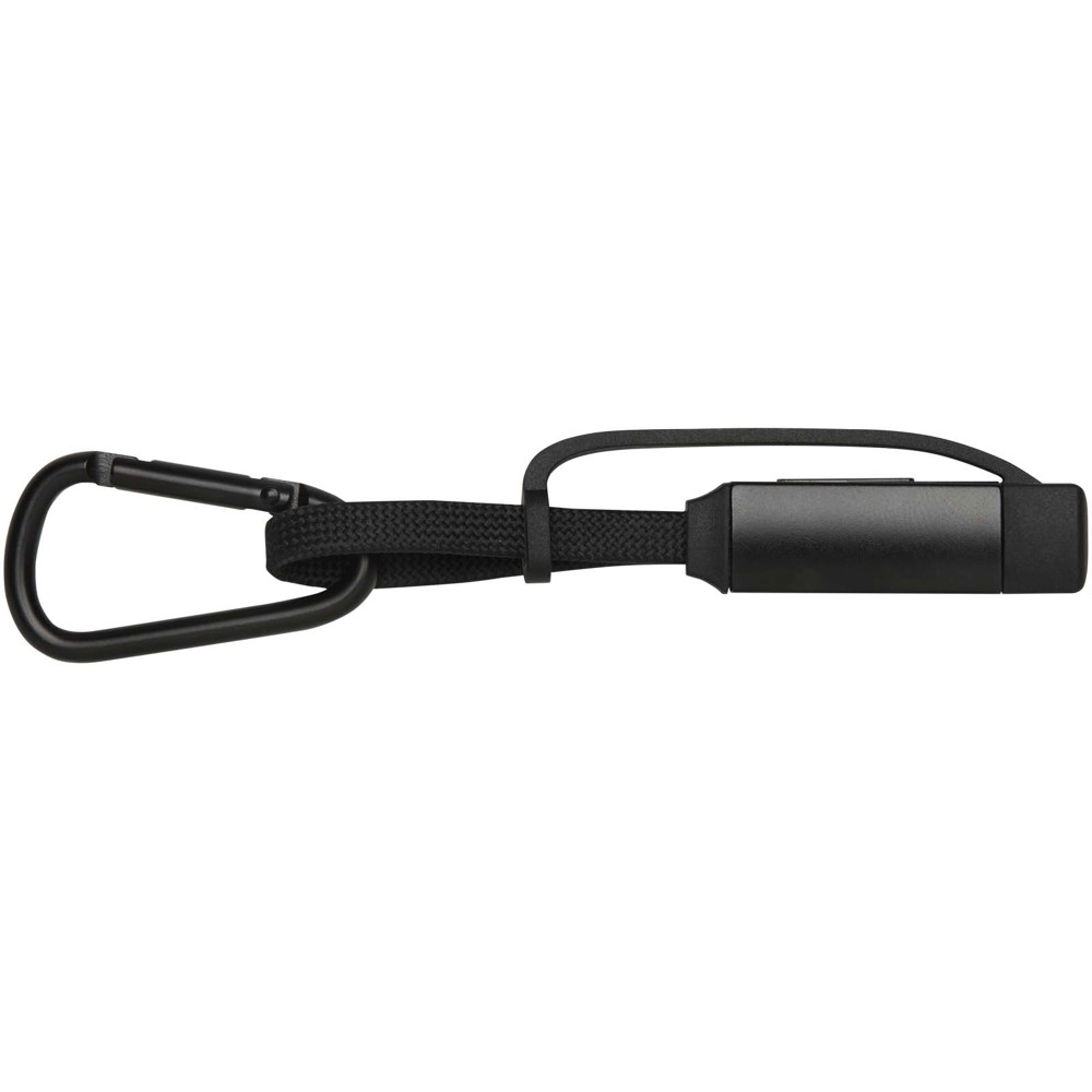 Algieba 65W 3-in-1 oplaadkabel van gerecycled aluminium met karabijnhaak