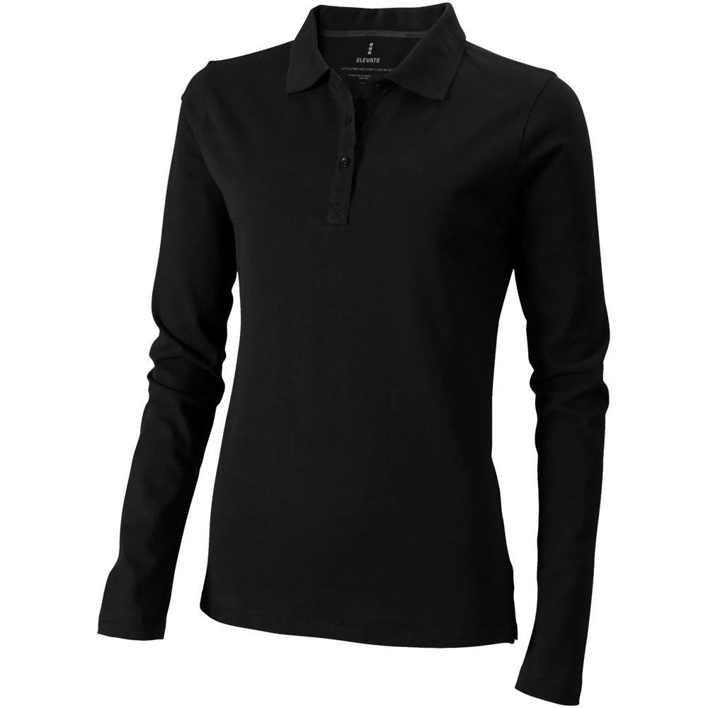 Calgary 180 g/m² damespolo met lange mouwen - Zwart