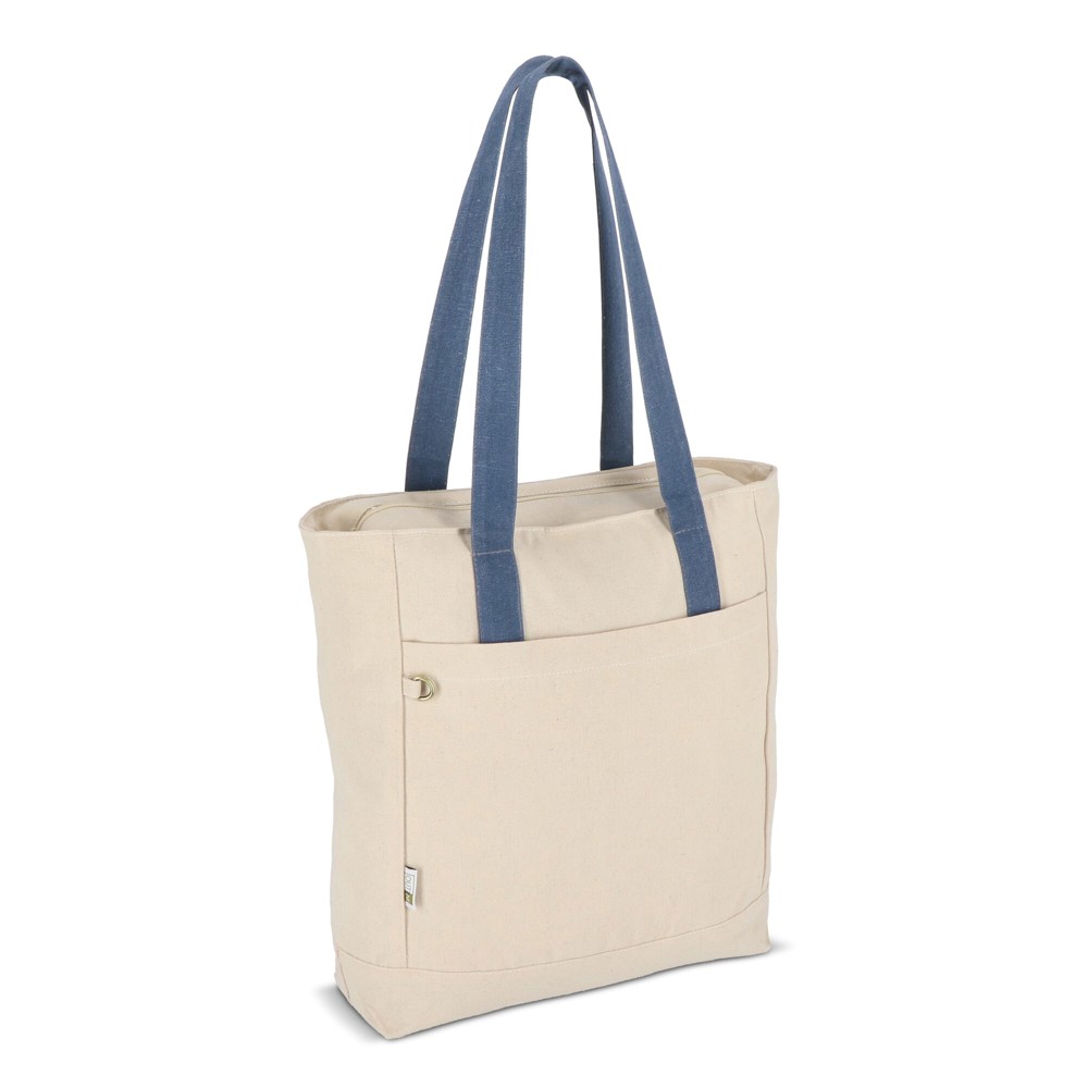 InSideOut Reuuz Canvas Draagtas 33 x 42 x 10 cm - Ecru / Grijs - blauw