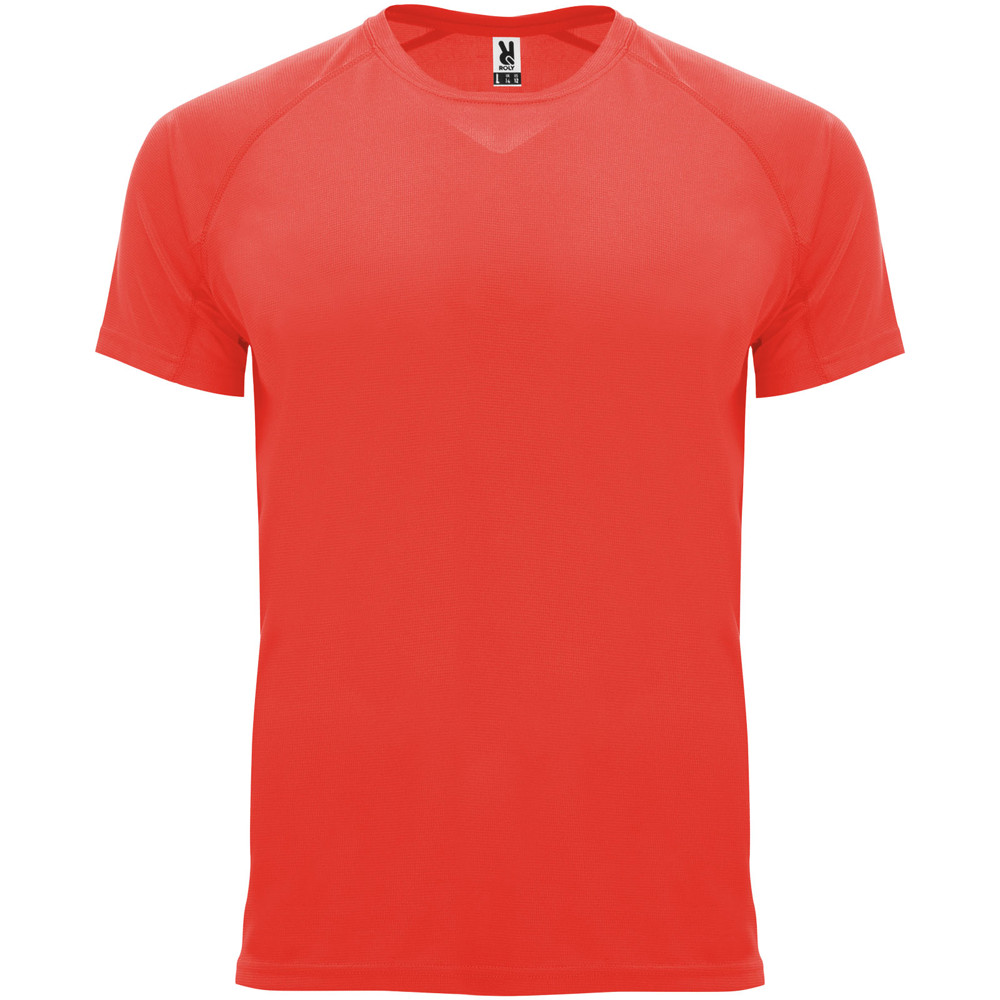 Bahrain 135 g/m² sportshirt met korte mouwen voor kinderen - Fluorkoraal