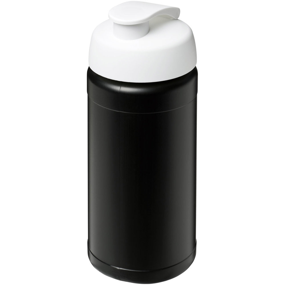 Baseline® Plus 500 ml sportfles met flipcapdeksel - Zwart, Wit
