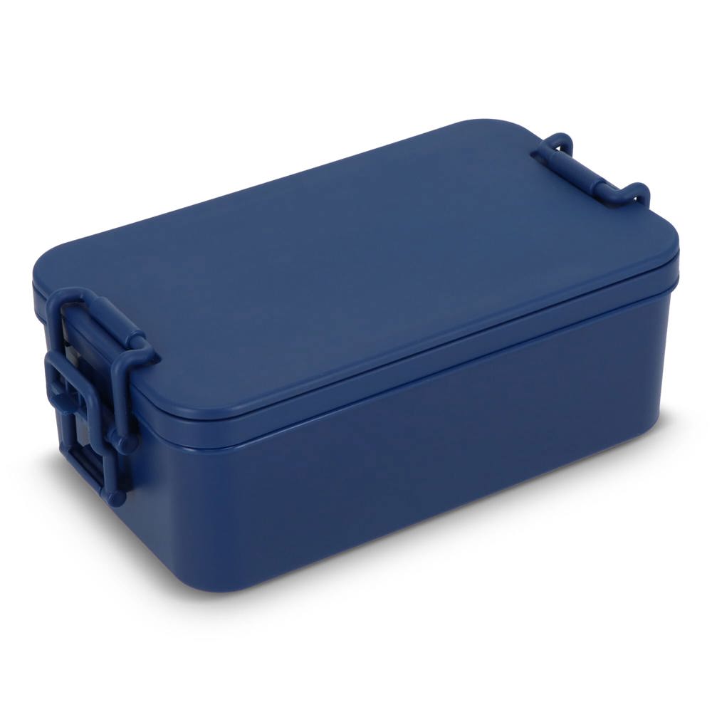 Dubbellaagse Lunchbox met Bestek - Donkerblauw