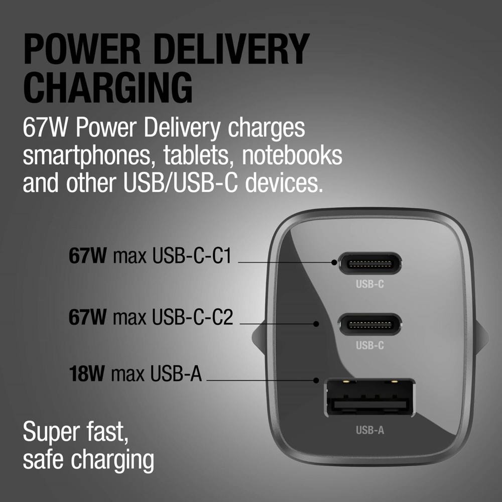 Fresh 'n Rebel 67W Laptop Snellader GaN USB-C &amp; USB-A