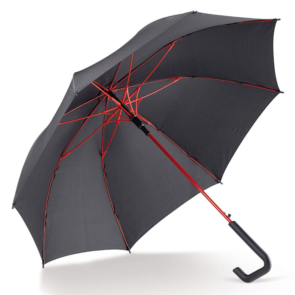 Stokparaplu 23” auto open - Zwart / Rood