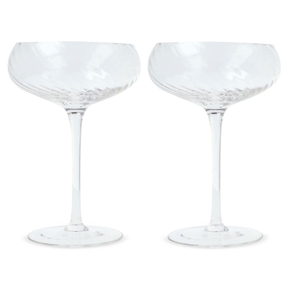 Byon Opacity set van 2 champagneglazen met stijlvol glas patroon 300ml